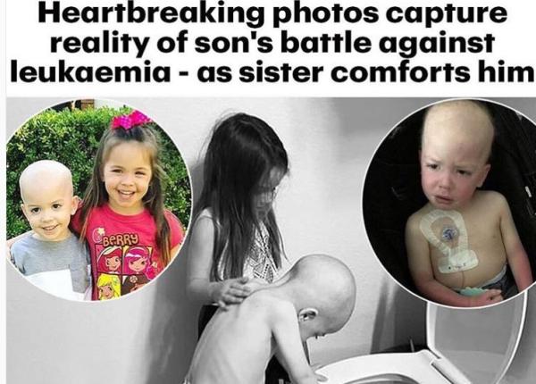 fotografie emo ionanta baie el ajutat de sora lui dupa o cura de chimioterapie