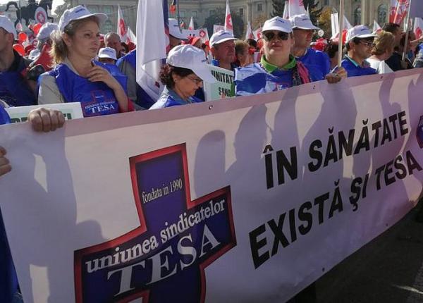 sindicali tii din uniunea tesa pichet in fa a ministerului sanata ii dolean ele lor