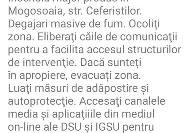 alerta incendiu violent la o hala din mogosoaia ilfov localnicii sfatuiti sa evacueze zona si sa se adaposteasca
