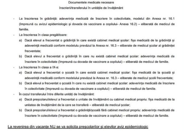 inscrierea la scoala reguli noi fisa medicala necesara avizul epidemiologic nu se mai cere la revenirea din vacante documente inscrierea la scoala reguli noi fisa medicala necesara avizul epidemiologic nu se mai cere la revenirea din vacante documente