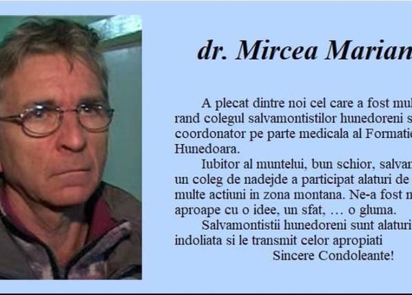 salvamont in doliu dr mircea marian medicul coordonator al formatiei salvamont hunedoara a decedat salvamont in doliu dr mircea marian medicul coordonator al formatiei salvamont hunedoara a decedat