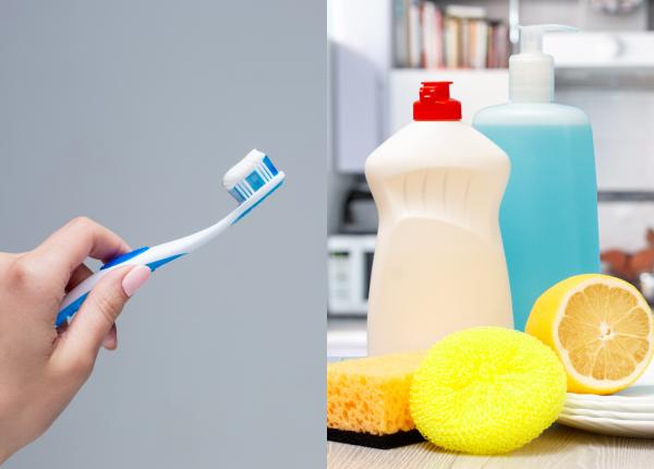 amesteca detergent de spalat vase cu pasta de dinti