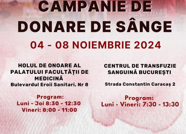 campania de donare de sange doneaza sange fii erou 4 8 noiembrie 2024