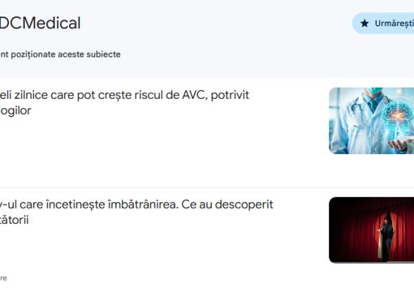 cum poti vedea primele noutati de pe dc medical direct in google