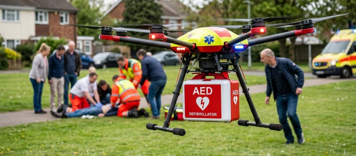 Defibrilatoarele ar putea fi livrate cu drona direct la pacient: metoda va schimba intervenția în stopul cardiac